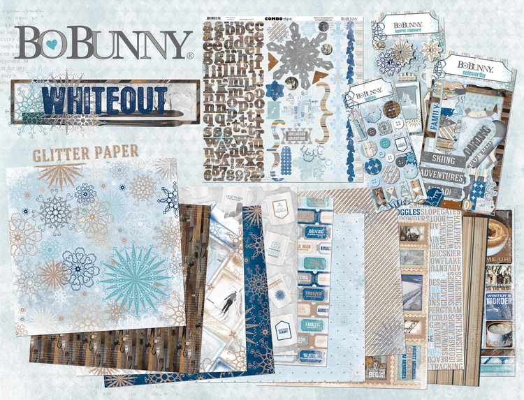 Gorgeous Whiteout Collection from Bo Bunny features Glitter Paper