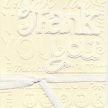 Thank You Card - White on Beige