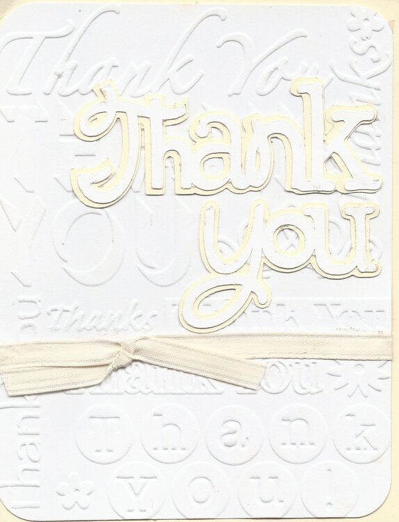 Thank You Card - White on Beige