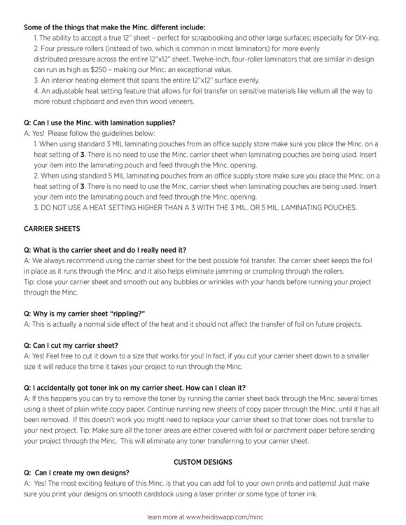 Heidi Swapp Minc FAQs