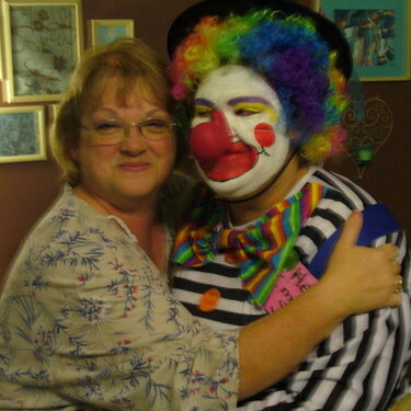 Happy Spirit the Clown (a.k.a.my daughter Cara) and me!