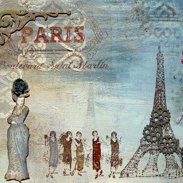 Midnight in Paris - art journal page