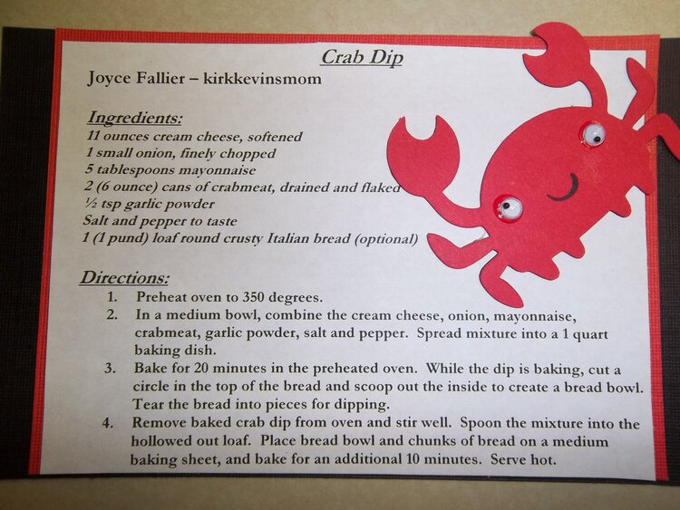 Crab Dip - Recipe Card Swap