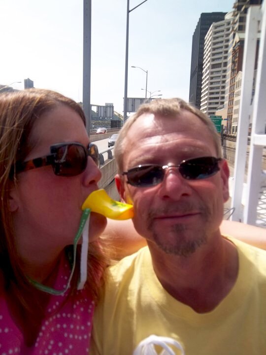 Clay getting a ducky kiss from me.  :)