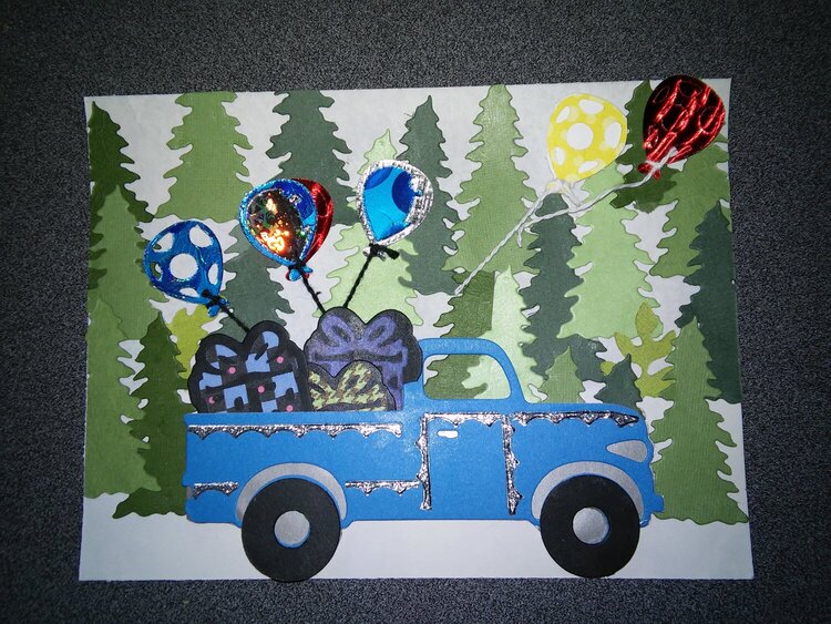 Birthday truck w/ balloons &amp; presents