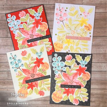 Christmas Floral Stenciled Cards