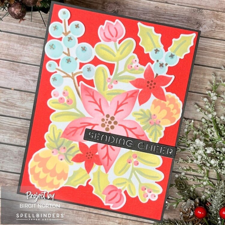 Christmas Floral Stenciled Cards