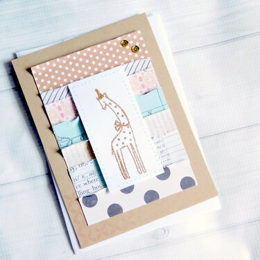 Baby Giraffe Glitter Card