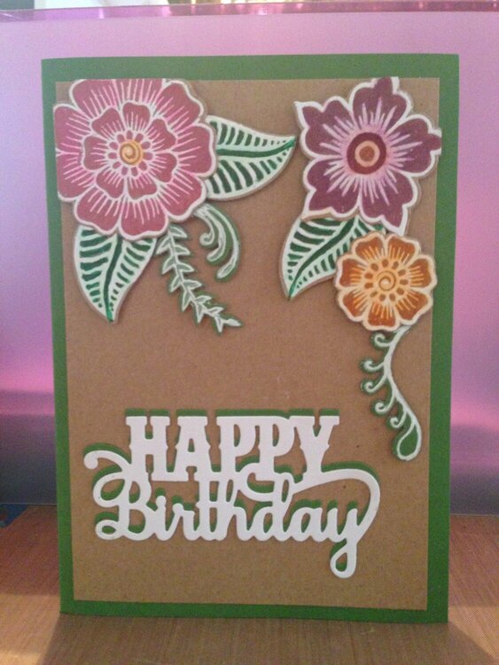 Henna Flowers on Birthday Card