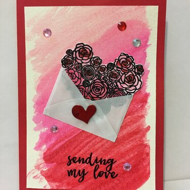 WATER COLORED VALENTINE&#039;S DAY ENVELOPE CARD