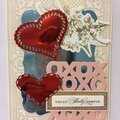 VALENTINE'S DAY CARD WITH FOILED HEARTS AND XOXO