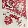 LAYERED HEART, ENVELOPE AND PATTERNED PAPER DIE CUTS VALENTINE'S DAY CARD