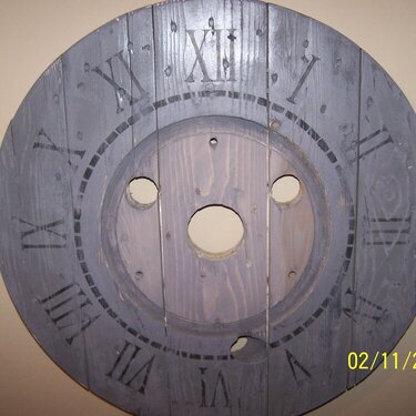2ft. Distressed Grey Spool Clock.