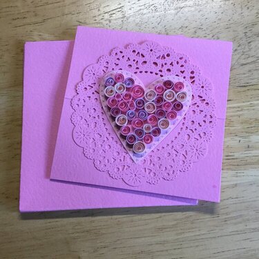 Quilled Pink Heart Easel Card