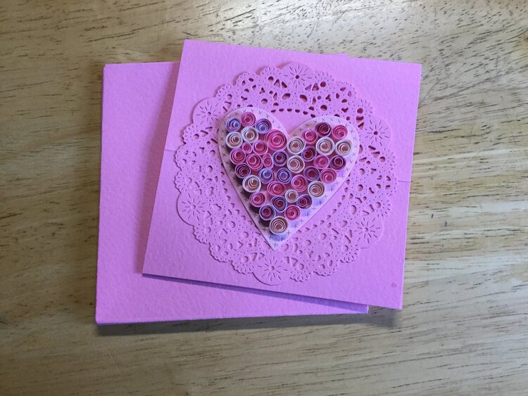 Quilled Pink Heart Easel Card