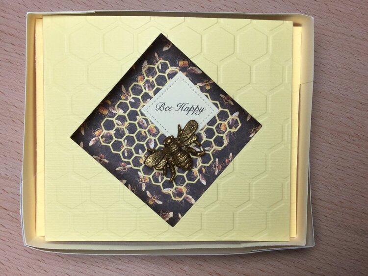 Bee Happy Shadow Box w/Gold Box Bee Magnet