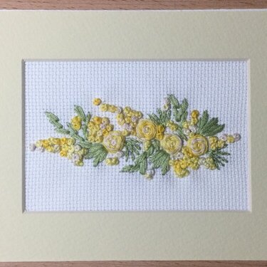 Hand Embroidered Yellow Flowers