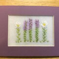 Matted Daisies and Lavender on Batting