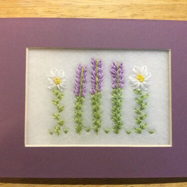 Matted Daisies and Lavender on Batting