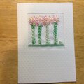 Pink hand embroidered flowers