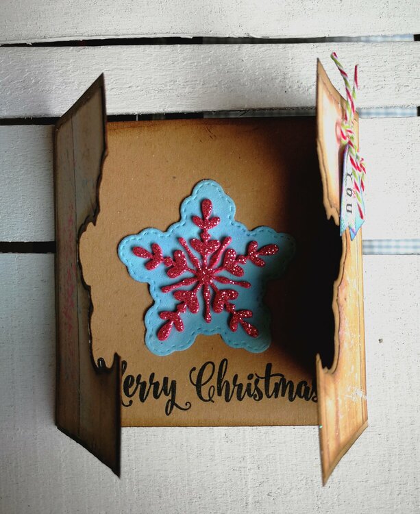 &quot;MERRY CHRISTMAS&quot; SNIWFLAKE FOLDED CARD