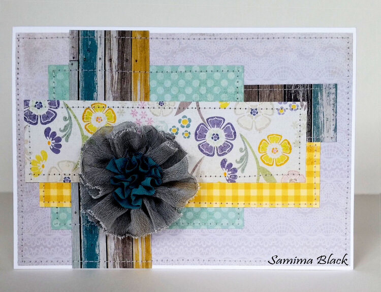 Card with handmade fabric flower