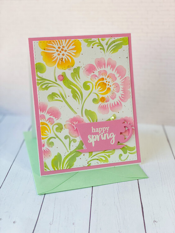 Stenciled floral card