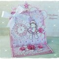 Magnolia Tilda Pink Easel Christmas Card by Di Anna Shopova