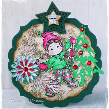 Magnolia Tilda Christmas Card by Di Anna Shopova