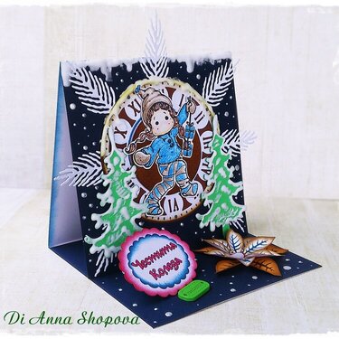 Magnolia Tilda Christmas Easel Card by Di Anna Shopova