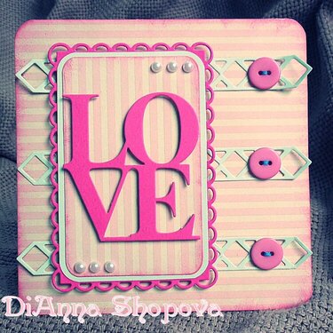 LOVE buttons card in hot pink