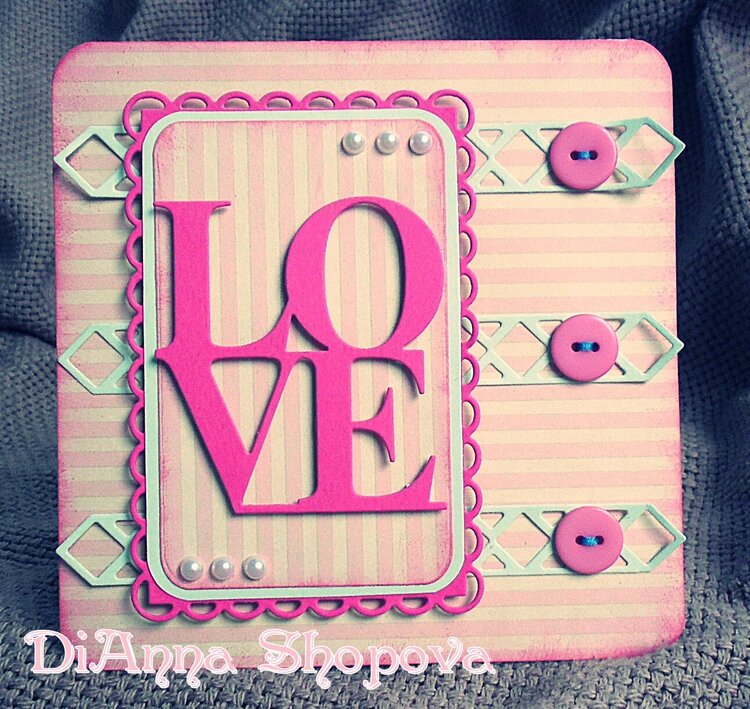 LOVE buttons card in hot pink