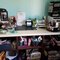 Stampin' Up ink tower, craft lamp, stamp index, and work space on L-shape counter