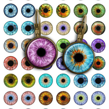 Multicolor Eyes - 12mm 15mm and 18mm size images digital