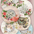 Digital collage sheet Clock in flowers
