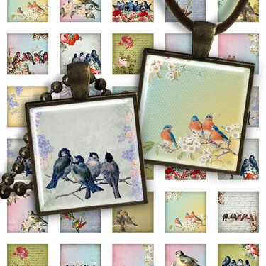 Birds - Digital Collage Sheet - 1 inc