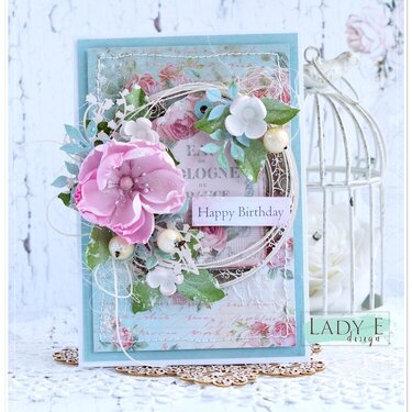 Card with pink foam flower