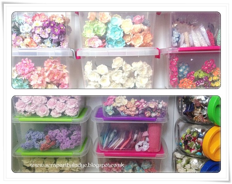 Flowers in plastic containers