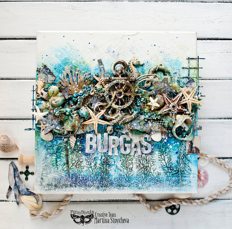 Mixed media canvas - Burgas my hometown