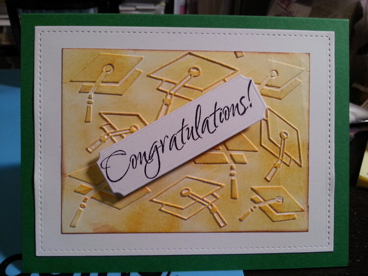 Grad card - green and gold