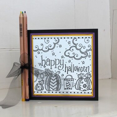 Happy Halloween Adult Coloring Card
