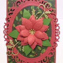 Tri-fold shutter card - holly and poinsettia