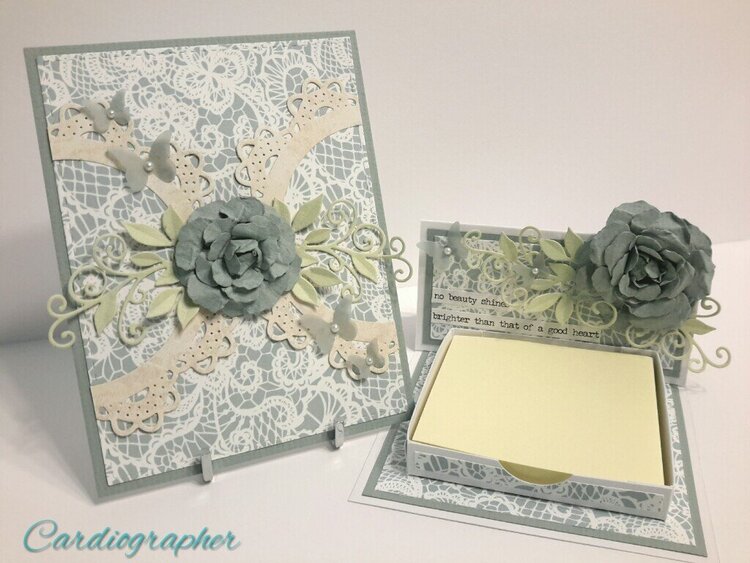 Lace card and note holder set
