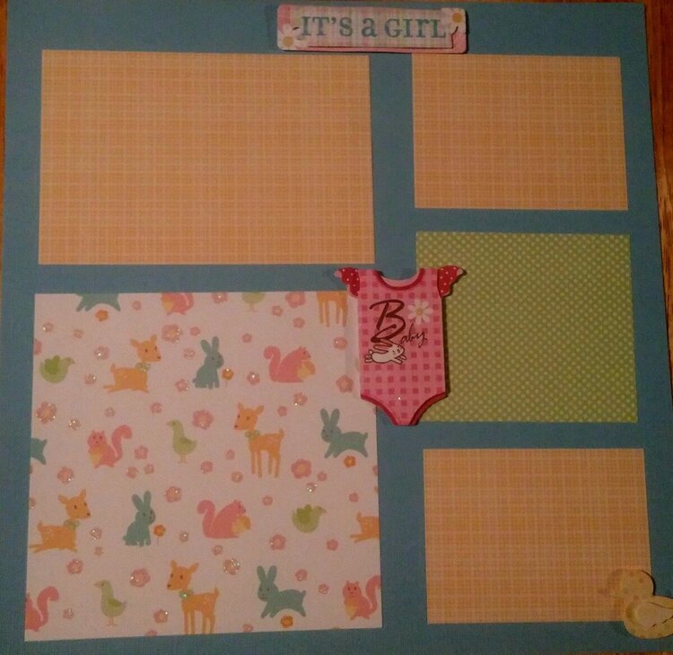 12x12 Baby Girl Scrapbook Page Layout Idea