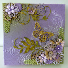 mixed media canvas butterfly & flowers