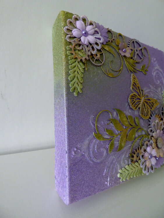 mixed media canvas butterfly &amp; flowers