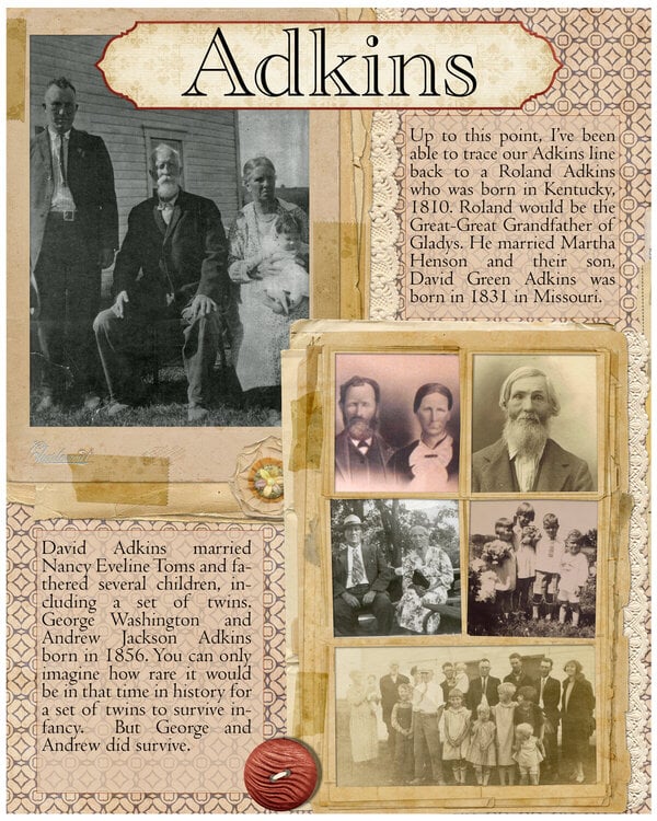 Grandma&#039;s Book 012 - Adkins family history (Left side)