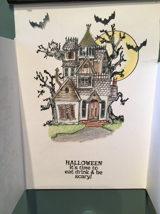 Inside of haunted house card