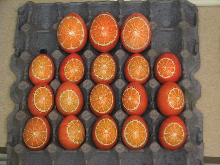 Orange Pysanky Eggs made to look like Oranges!