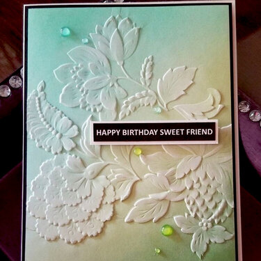 3D Embossed Blue-Green Birthday Card